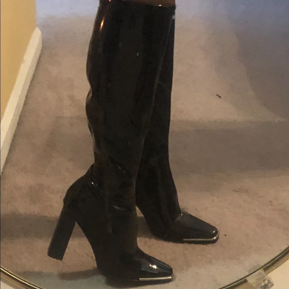 Patent leather boots